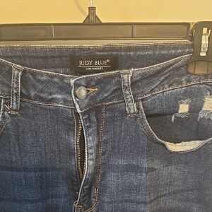 Judy Blue Medium-Dark Blue Distressed High-Rise Jeans